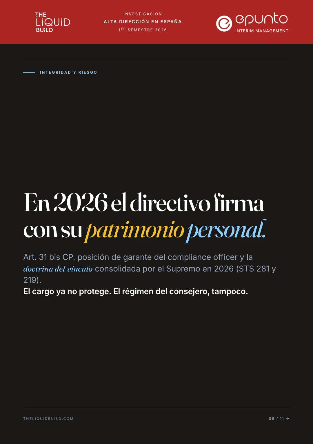 Informe sobre Alta Dirección en España · Primer Semestre de 2026 · the LIQUID build — 7