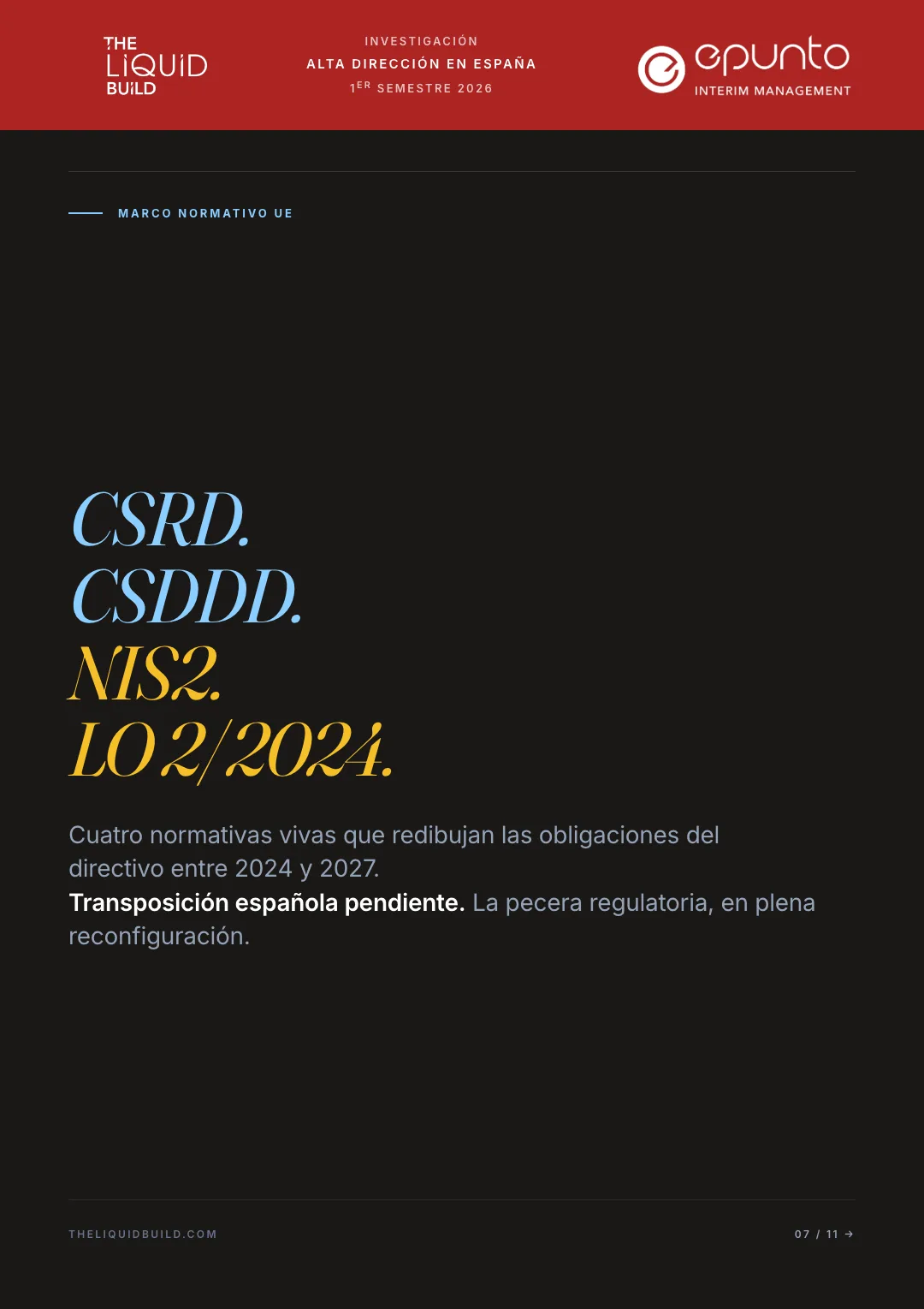 Informe sobre Alta Dirección en España · Primer Semestre de 2026 · the LIQUID build — 8
