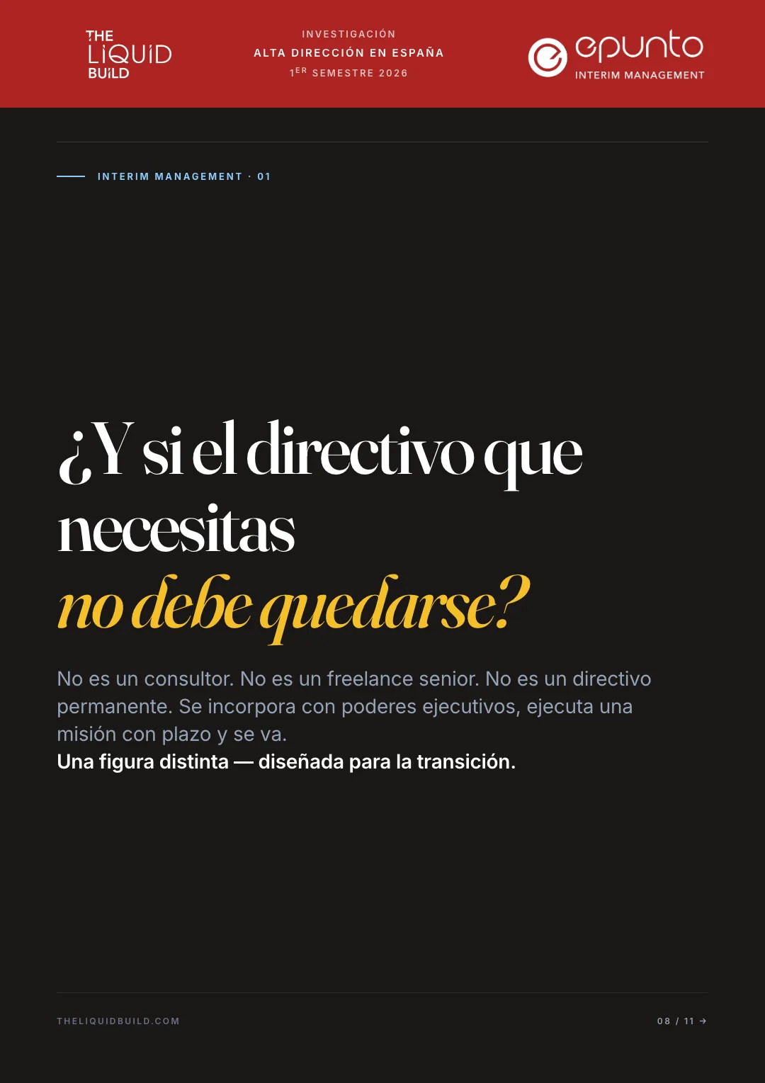 Informe sobre Alta Dirección en España · Primer Semestre de 2026 · the LIQUID build — 9